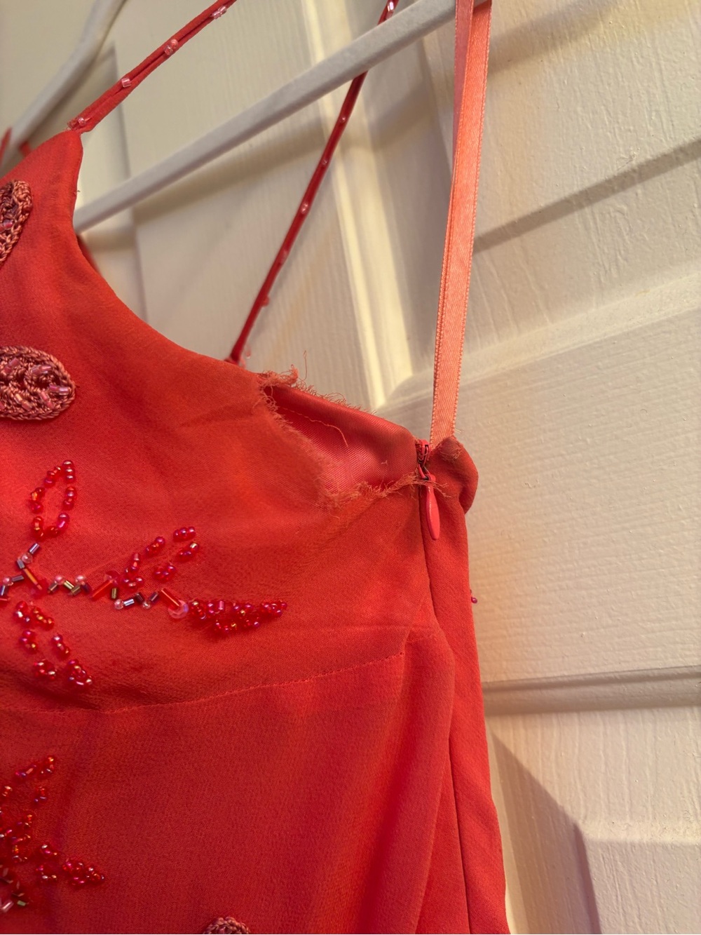 Sue Wong Coral Beaded Spaghetti-Strap Midi Dress - Picture 4 of 8